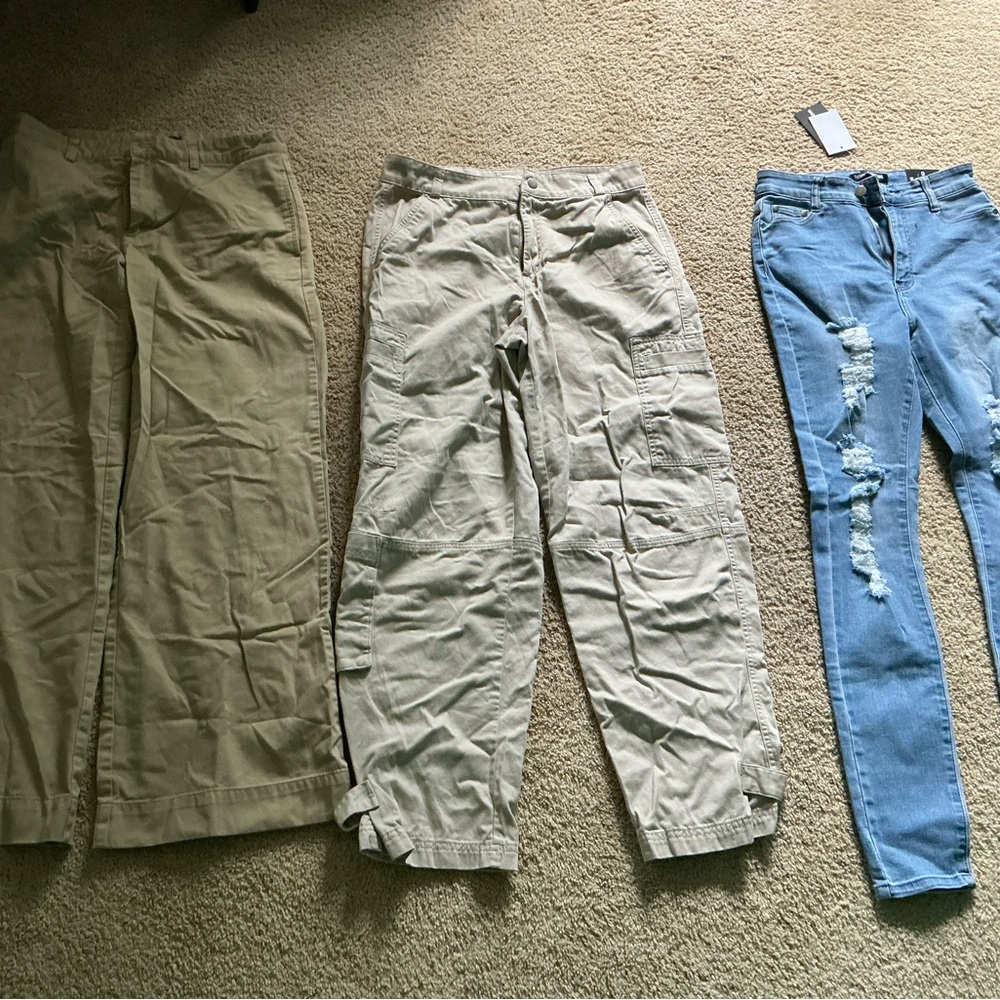 Casual Pants and Distressed Jeans Set